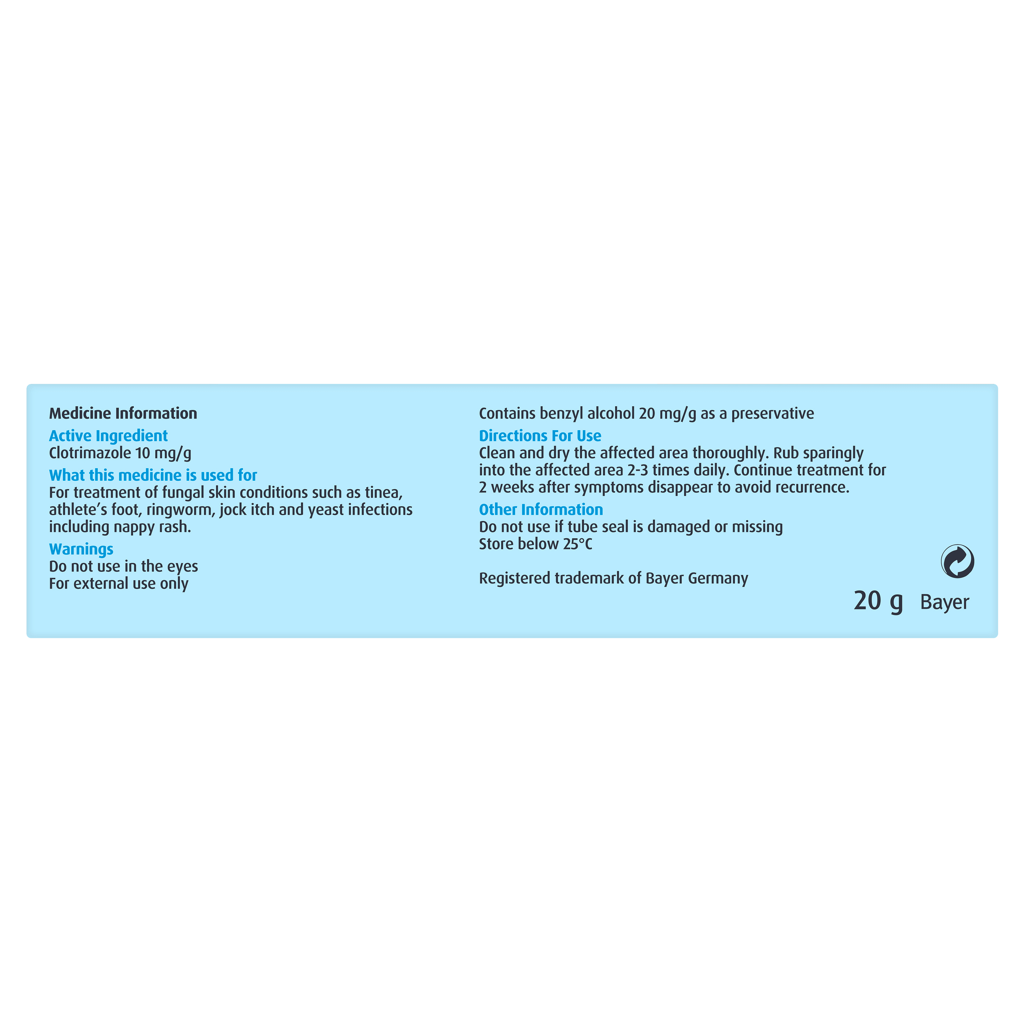 Canesten Anti-fungal Cream 20g